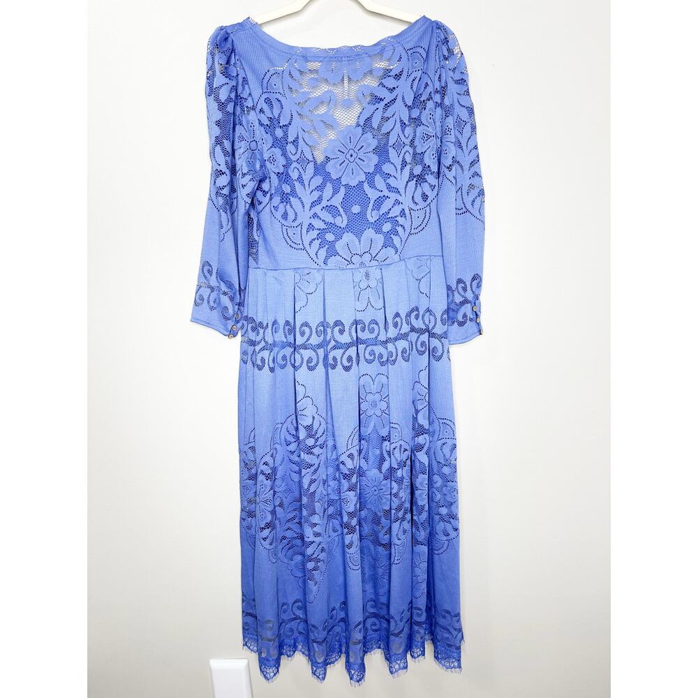 Free People Shadow Dance Lace Midi Dress Blue Medium - Picture 4 of 10
